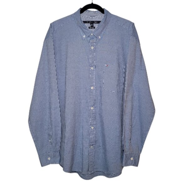 Tommy Hilfiger Mens Blue Button Down Shirt Coastal Grandpa Academia Size XL - Picture 10 of 10